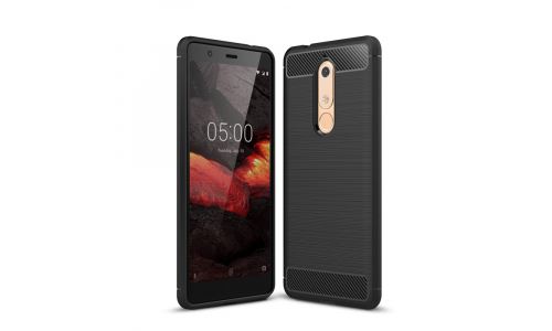 Coque pour Nokia-5.1 noire aspect carbone
