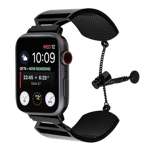 Bracelet de montre en acier inoxydable ajustable pour Apple Watch Series 6/ SE/ 5/ 4 40mm - Noir(Taille L) 