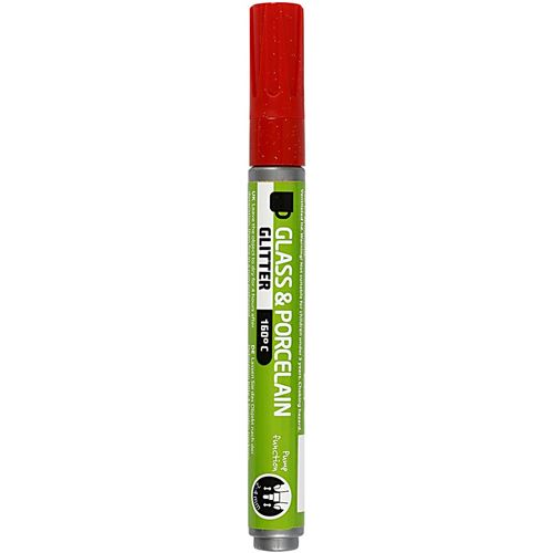 Creotime stylo à peinture verre & porcelaine pailletée rouge