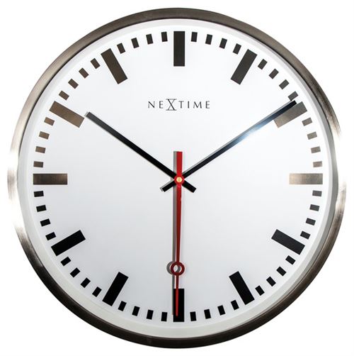 NeXtime NE-3127ST Horloge murale Dia. 55 Cm, ​​acier inoxydable, 'Super Station'