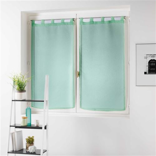 Paire droite passants 2 x 60 x 90 cm voile sable rayures pointille Menthe