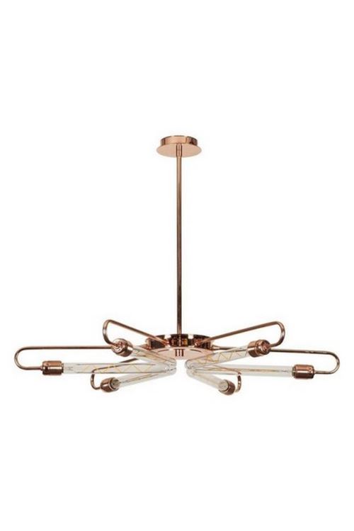 HOMEMANIA Lustre Modern Pendant - Lampe à Suspension - de Plafond, Murale - Cuivre en Métal 85 x 85 x 55 cm, 6 x E27, Max 100 W
