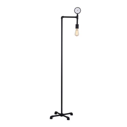 HOMEMANIA Lampadaire Ginny - avec Manomètre - pour Salon, Séjour, Sol - Marron Sombre en Métal, 40 x 40 x 170 cm, 1 x E27, 40 W