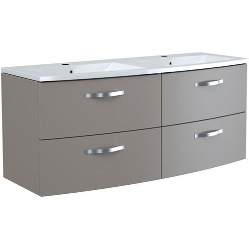 Ensemble Meuble de salle de bain 4 tiroirs + Vasque - Taupe - L 120 x P 46 x H 14 cm - BENT