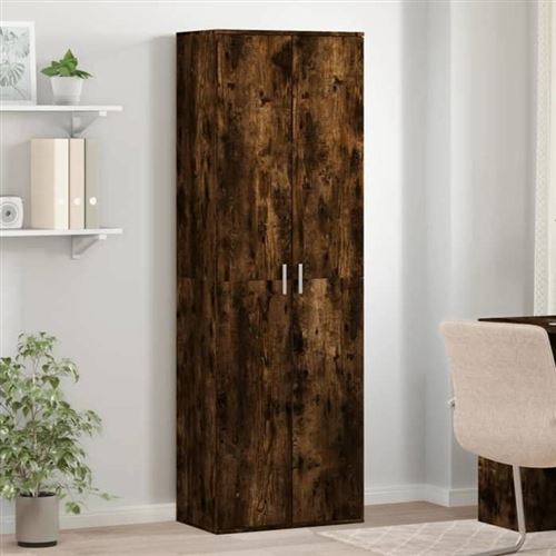 vidaXL Buffet haut chêne fumé 60x35x180 cm bois d'ingénierie, buffet, meuble de rangement, armoire haute, armoire, armoire 3276669