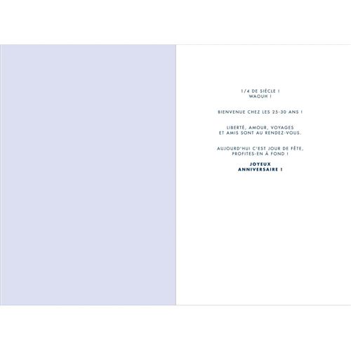 Carte D'anniversaire 25 Ans En Or - Bleu - A Message - Pour Homme Et Femme  - 11,5 X 17 cm - Draeger Paris - Carte de vœux - Achat & prix
