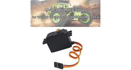 Mettre à niveau le servo d'engrenage à 3 fils en métal pour la voiture wltoys 12428/12423 fy01 / 02/03/04 / q39 noir