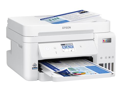 Epson EcoTank ET-4856 - Multifunctionele printer - kleur - inktjet - hervulbaar - A4 (doorsnede) - maximaal 15.5 ppm (printend) - 250 vellen - 33.6 Kbps - USB, LAN, Wi-Fi - wit