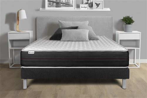 VITALIT Ensemble 140x190 matelas m&eacute;moire de forme sommier kit noir