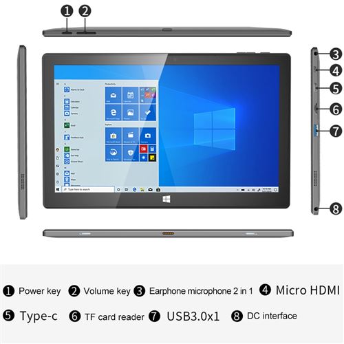 Tablette Windows 10 Pouces 4gb+64gb Full Hd + Sd 512go Yonis à