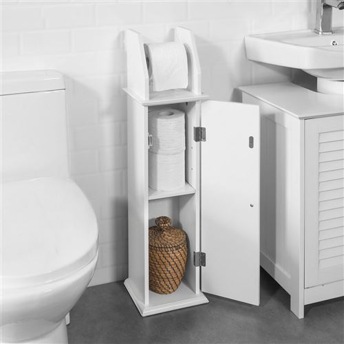 SoBuy BZR53-W Support Papier Toilette Armoire Toilettes Porte Brosse WC sur  Pied en Bois - Achat & prix