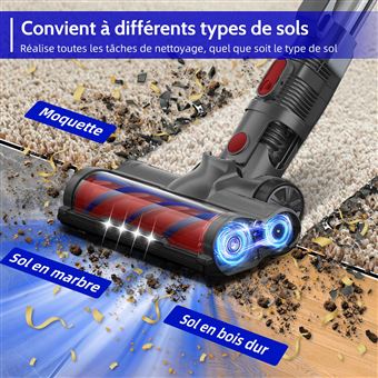 Aspirateur Balai 36000pa, en 1, 500W, 55min d'Autonomie