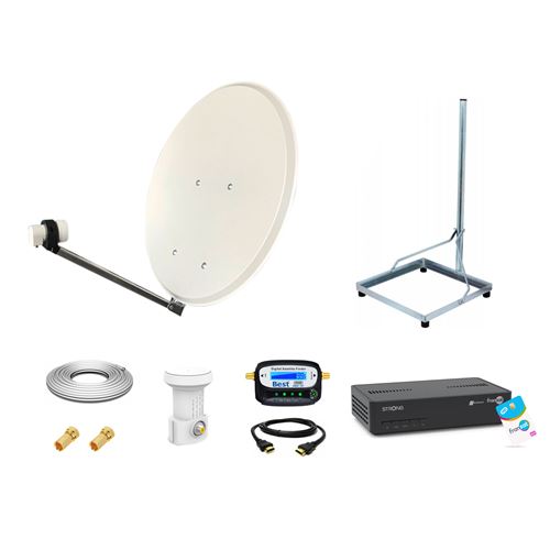 Kit Parabole 65cm Acier + Support Balcon + LNB Single + Décodeur ...