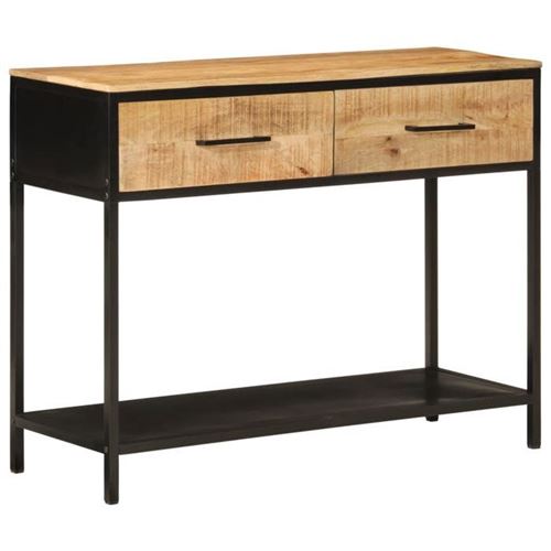 Non Communiqué Marron Vidaxl Table Console, Bout De Canapé Avec 2 Tiroirs, Table D'appoint, Meuble De Salon Entrée Couloir, Bois Massif De 358581
