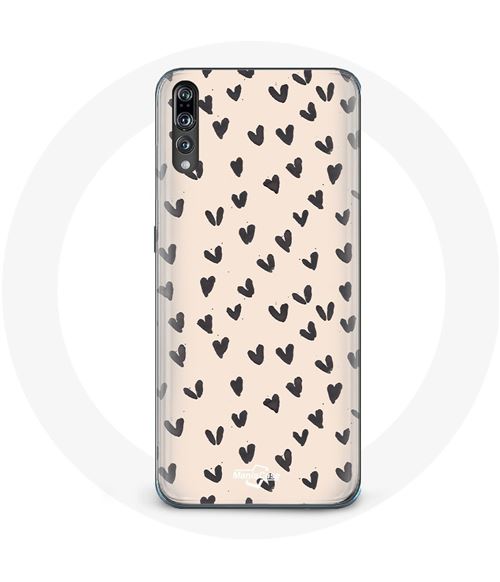 Coque pour Huawei p20 Fond de texture abstraite coeurs noirs Maniacase