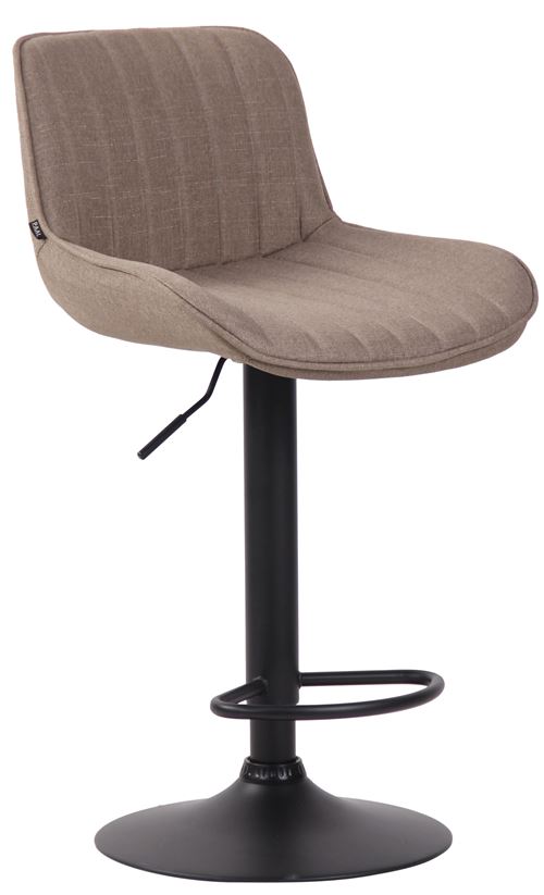 Tabouret de bar Lentini en Tissu avec Hauteur réglable et Piètement trompette en Métal , Taupe/Noir