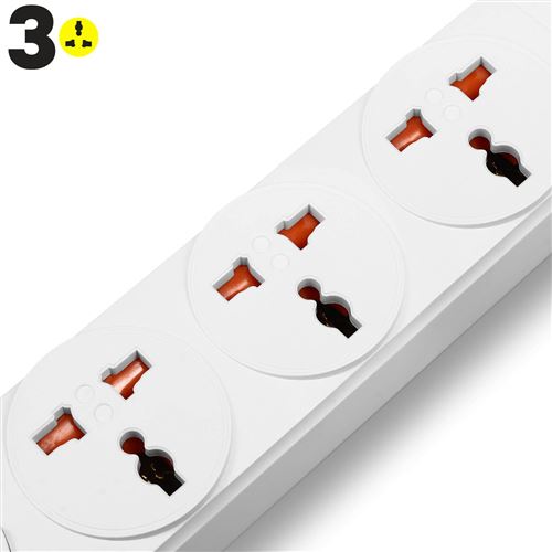 8€72 sur Multiprise 3 prises plus 4 ports USB 24A Câble 2m Antistatique  Inkax Blanc - Électricité et domotique - Achat & prix