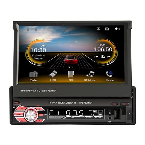 Autoradio 7 Pouces HD Avec Écran Rétractable Bluetooth Carplay FM USB AUX RCA YONIS