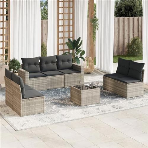 Non Communiqué Gris Vidaxl Salon De Jardin Avec Coussins 8 Pcs, Canapés Avec Pieds Réglables, Ensemble De Meubles D'extérieur Patio Terrasse, 3218832