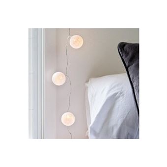Guirlande Lumineuse Boule en Coton à Piles à LED Blanc Chaud