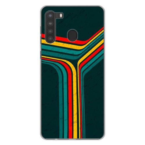 Coque en silicone imprimée compatible Samsung Galaxy A21 Retro lines