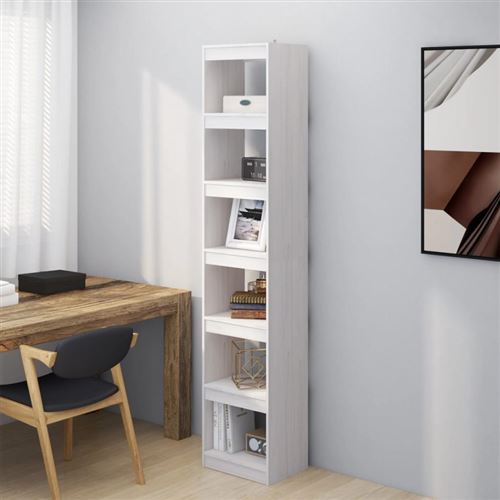 vidaXL Bibliothèque/Séparateur de pièce Blanc 40x30x199 cm Pin massif