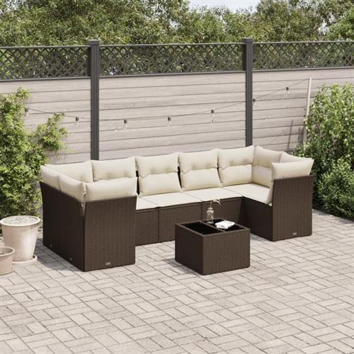 Non Communiqué Marron Salon De Jardin Modulable Vidaxl Rotin 8 Pieces X 289 X 69 7 Personnes