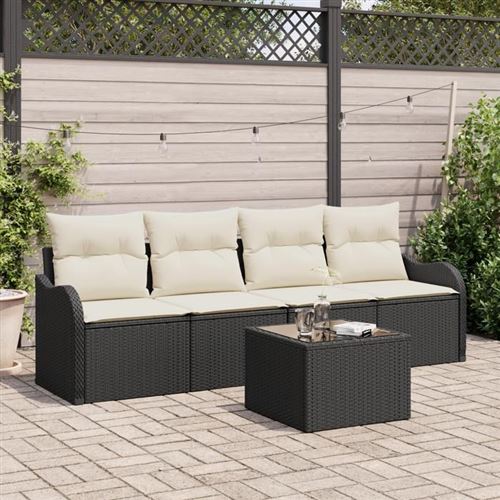 VIDAXL - Ensemble de Canapé de Jardin - 5 Pièces - Noir - Image 2