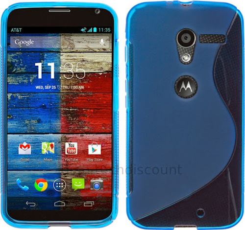 Housse etui coque pochette silicone gel pour Motorola Moto X + film ecran - BLEU - htdmobiles