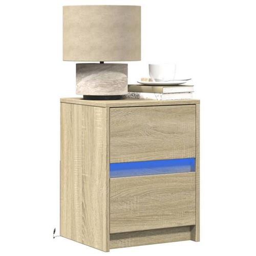 Vidaxl Armoires De Chevet Avec Led - Chêne Sonoma - Image 3