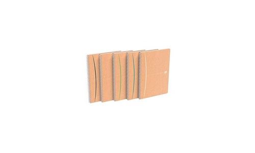 Cahier recyclé spirale oxford touareg a4 21 x 297 cm petits carreaux 100 pages - lot de 5 - assorties - oxford