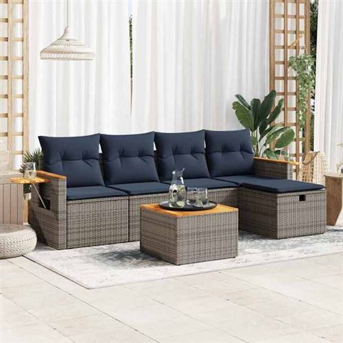 VIDAXL - Salon de jardin - 6 pièces - Résine tressée - Gris - Image 2