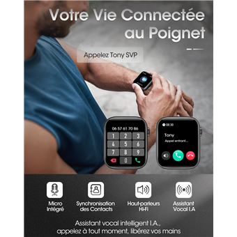 Montre Connectée Femme Homme, Smartwatch avec Appel et SMS 1.7” Montre  Tactile Bracelet Connecté Sport 28 Modes IP67 Podomètre Moniteur Cardiaque  Sommeil Trackers d'activité pour Android iOS (Or) : : High-Tech
