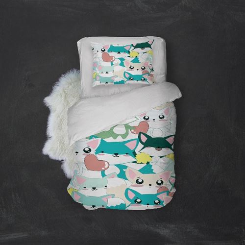 HOMEMANIA Pack oreiller et couette Cats 2 - Multicolore - 155 x 210 cm