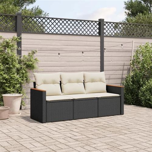 Non Communiqué Noir Vidaxl Salon De Jardin Avec Coussins 3 Pcs, Canapés De Terrasse, Ensemble De Meubles De Patio, Mobilier D'extérieur, 3258157