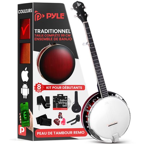 Banjo Kit - Pyle - 5 cordes - Rouge Dégradé