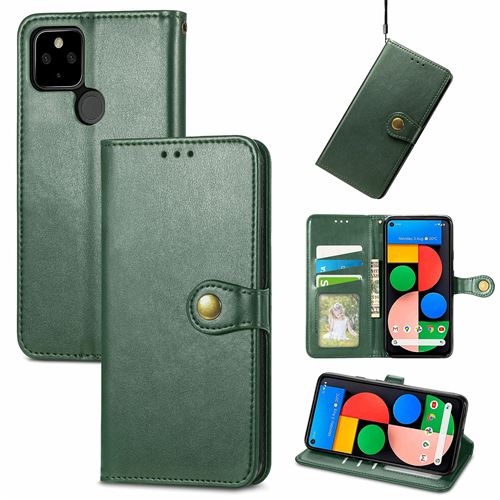 MPFRANCE Housse pour Google Pixel 5A Vert [Porte Carte, etui portefeuille, boucle]