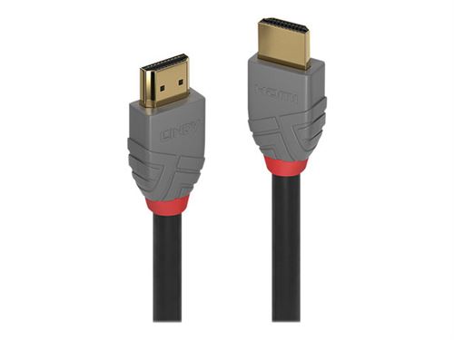 Lindy Anthra Line - Câble HDMI avec Ethernet - HDMI mâle pour HDMI mâle - 3 m - triple blindage - noir - rond, support 4K