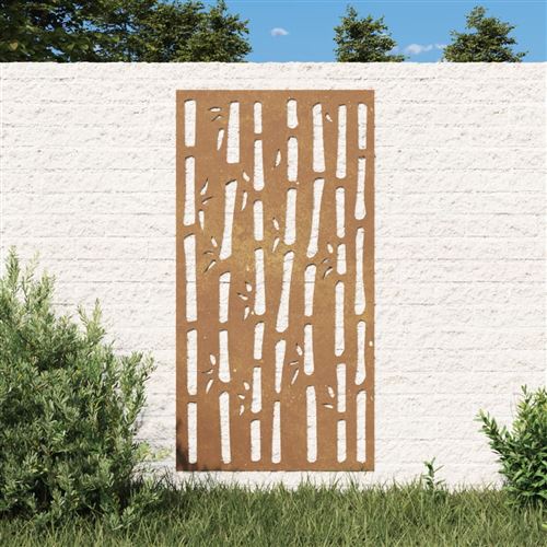 Non Communiqué Brun Vidaxl Décoration Murale Jardin 105X55 Cm Acier Corten Design Bambou, Décoration Murale Extérieure, Art Mural De Jardin, Décoration Murale En Métal
