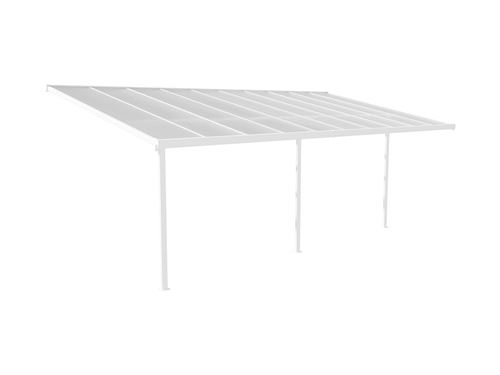 Carport pergola adossé en aluminium 18,8 m² blanc ALVARO