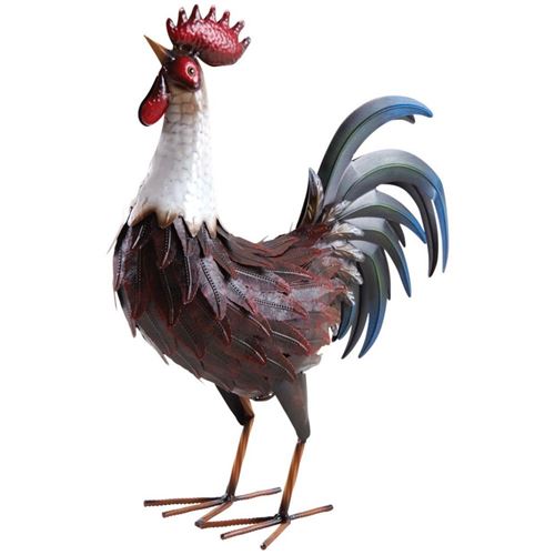 Aubry Gaspard - Coq métal laqué rouge et blanc