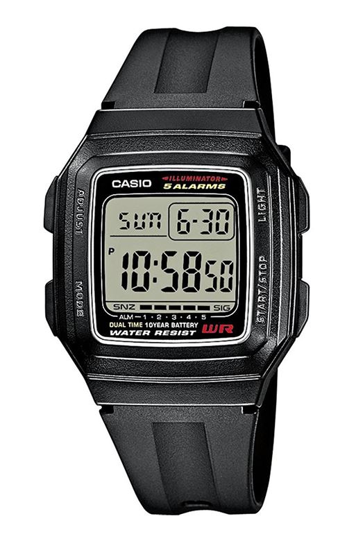 Casio Montre Plastique Noir pour Mixte-F-201Wa-1Aef