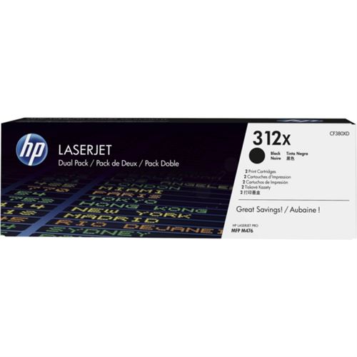 HP 312X - 2 - hoog rendement - zwart - origineel - LaserJet - tonercartridge (CF380X) - voor Color LaserJet Pro MFP M476dn, MFP M476dw, MFP M476nw
