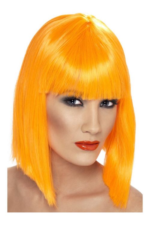 Perruque Glam Courte Avec Frange Orange - Orange