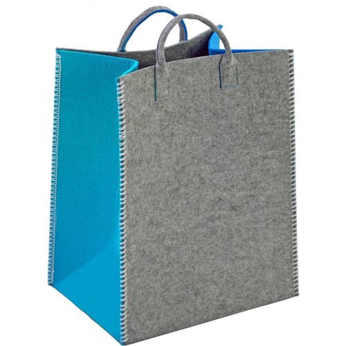 Versa - Panier en tissu gris et turquoise