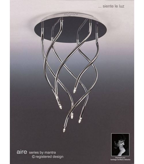 Plafonnier Aire rond 6 Ampoules G4 Vertical Arms, chrome poli