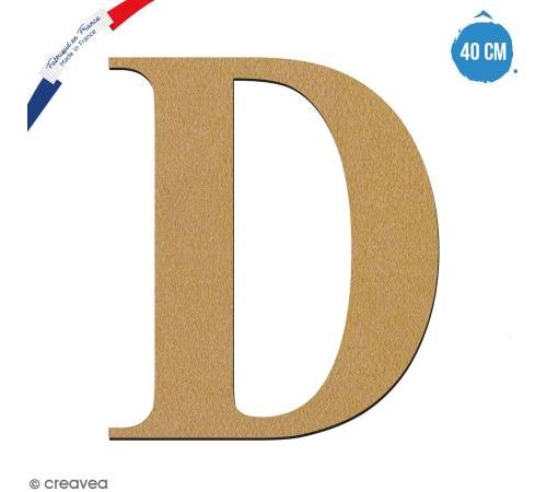 Lettre D en bois à décorer - 40 cm - Collection Alphabet serif