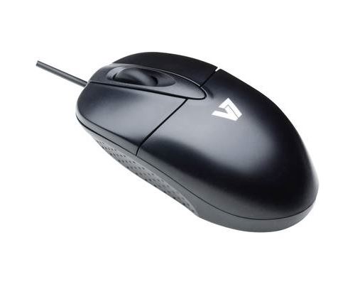 V7 M30P10-7E - Muis - optisch - 3 knoppen - met bekabeling - USB - zwart, zilver