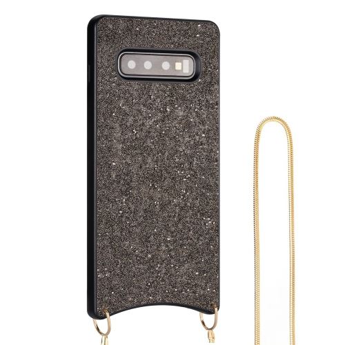 Coque en TPU scintillant avec sangle noir pour votre Samsung Galaxy S10 Plus
