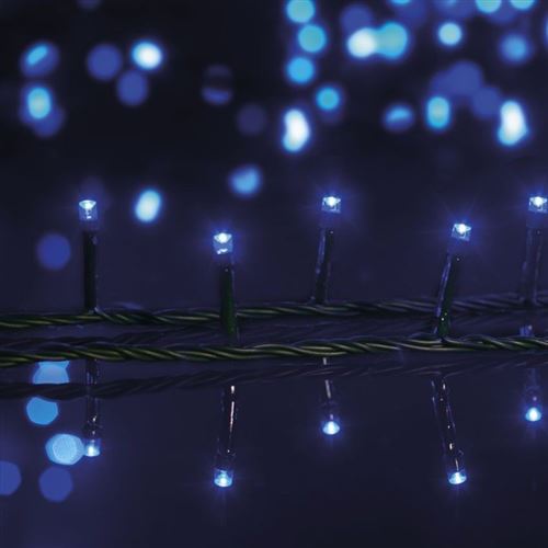 Guirlande 300 LED bleues fil vert